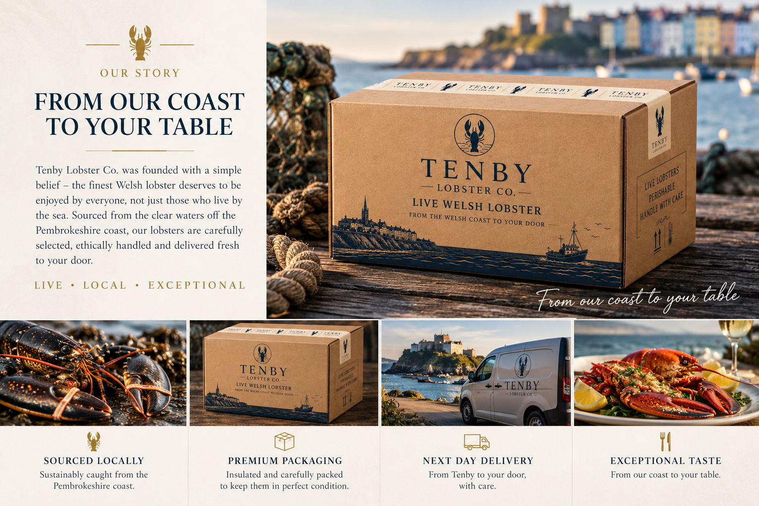 Tenby Lobster Co kraft packaging and story