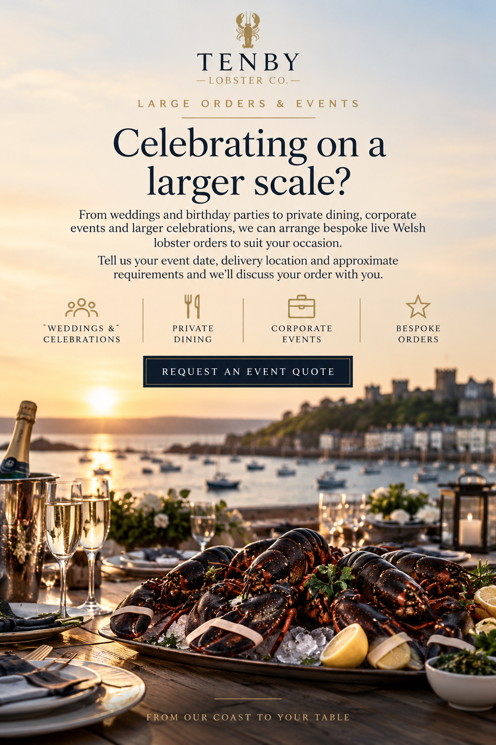 Tenby Lobster Co. large orders and events
